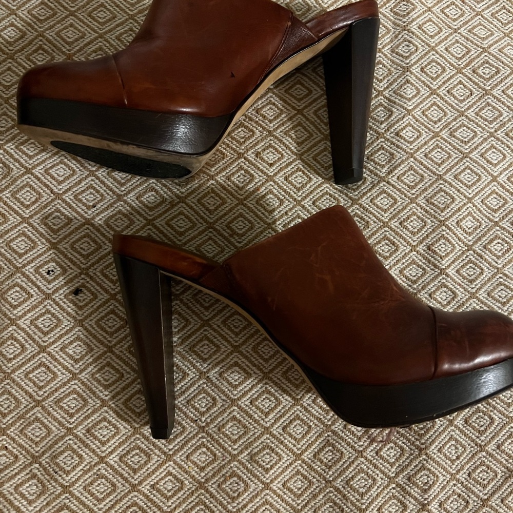 Cole Haan Brown Leather High Heel Mules